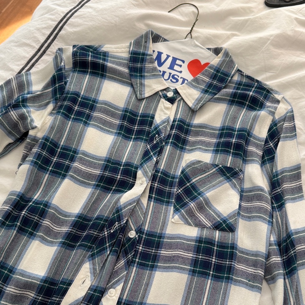 Rails Blue and White Plaid Button Down Shirt